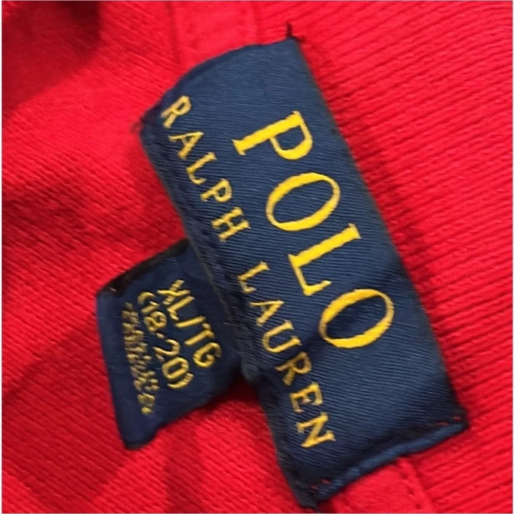 Authentic Polo by Ralph Lauren bear long sleeve designer polo shirt sz Boys XL
